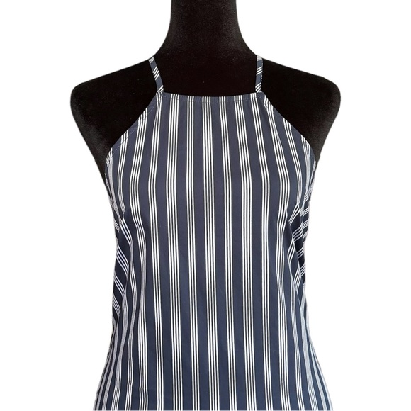 Small Forever21 Navy Striped Poplin Midi Dress - Picture 2 of 5